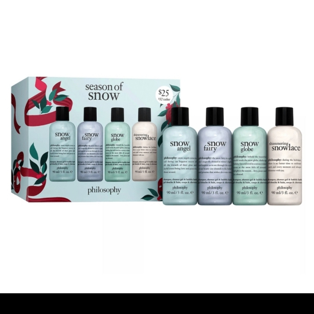 Philosophy Season of Snow Shampoo, Shower Gel & Bubble Bath 4 ct. 3 fl oz Each